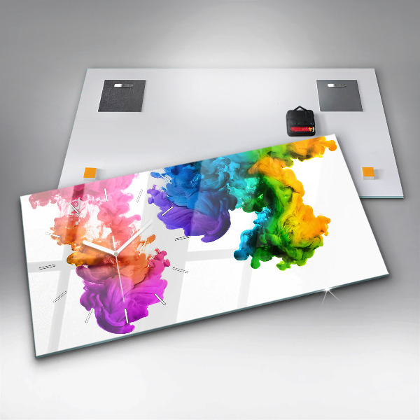 Glass wall clock rectangular Rainbow of colors