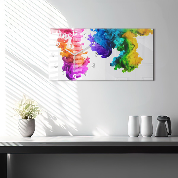 Glass wall clock rectangular Rainbow of colors