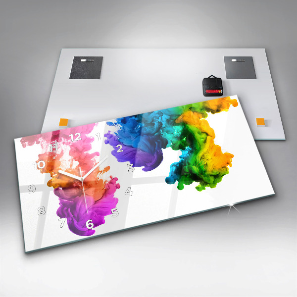 Glass wall clock rectangular Rainbow of colors