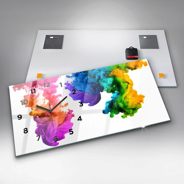Glass wall clock rectangular Rainbow of colors