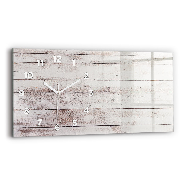 Glass wall clock rectangular Light wood planks
