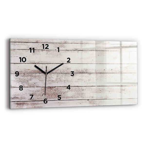 Glass wall clock rectangular Light wood planks
