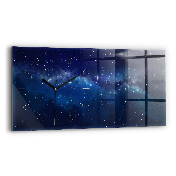 Glass wall clock rectangular Dark sky stars