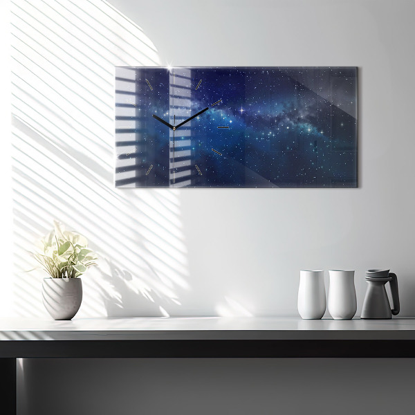 Glass wall clock rectangular Dark sky stars