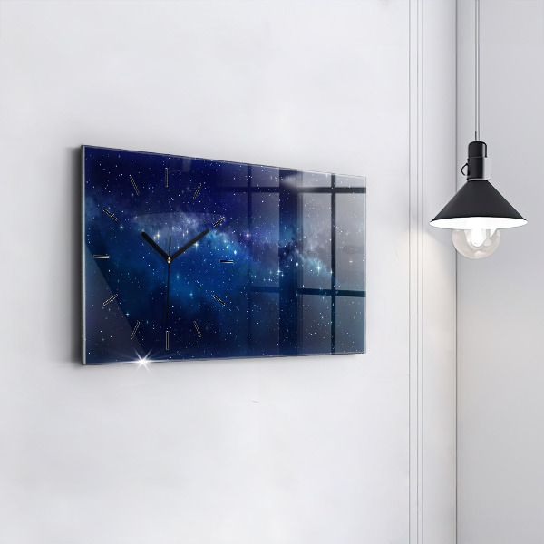 Glass wall clock rectangular Dark sky stars