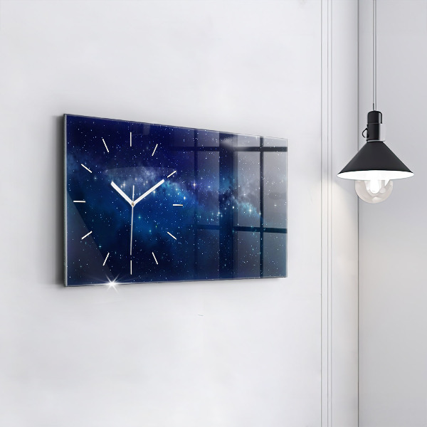 Glass wall clock rectangular Dark sky stars