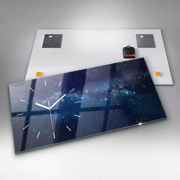 Glass wall clock rectangular Dark sky stars