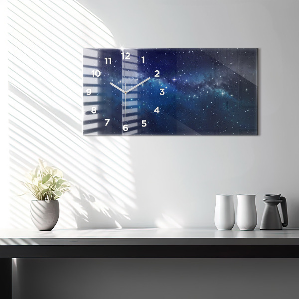 Glass wall clock rectangular Dark sky stars