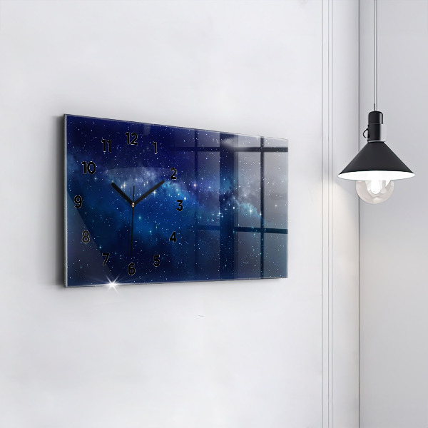 Glass wall clock rectangular Dark sky stars