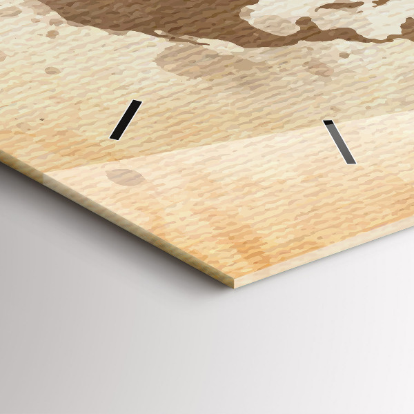 Glass wall clock rectangular Painted map of the world