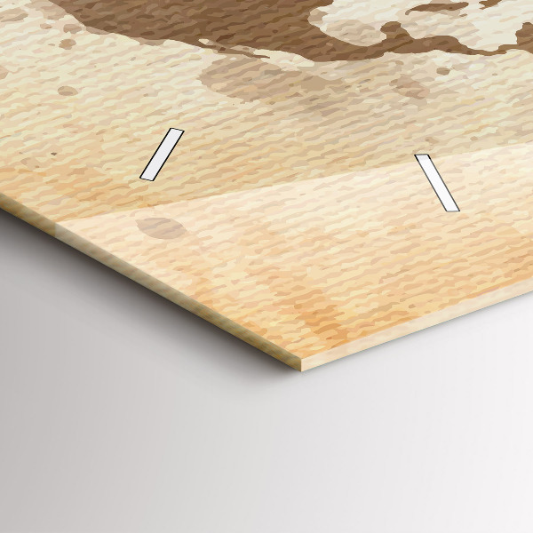 Glass wall clock rectangular Painted map of the world