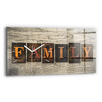 Glass wall clock rectangular The inscription family