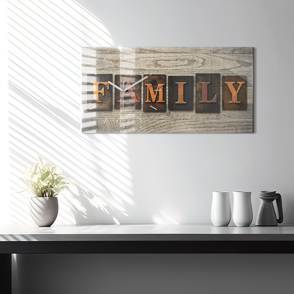 Glass wall clock rectangular The inscription family