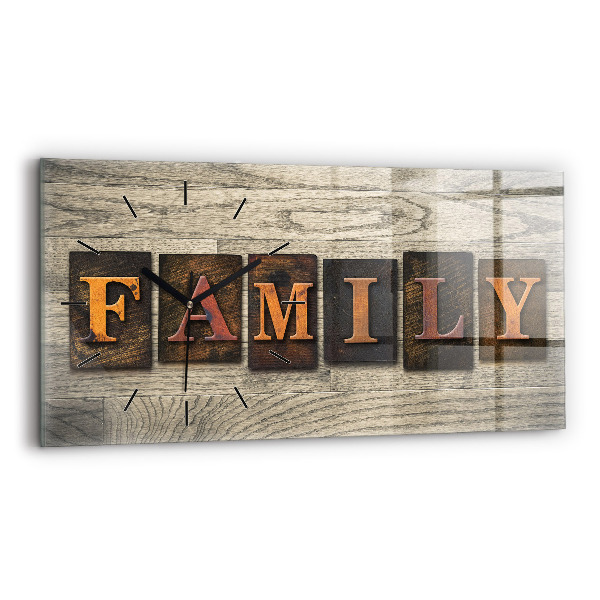 Glass wall clock rectangular The inscription family