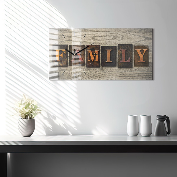 Glass wall clock rectangular The inscription family