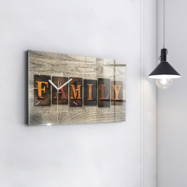 Glass wall clock rectangular The inscription family