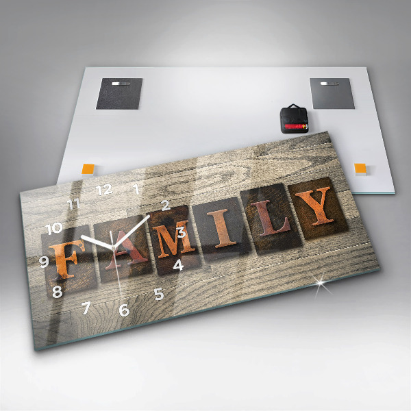 Glass wall clock rectangular The inscription family