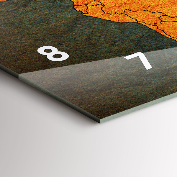 Glass wall clock rectangular World map