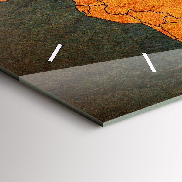 Glass wall clock rectangular World map