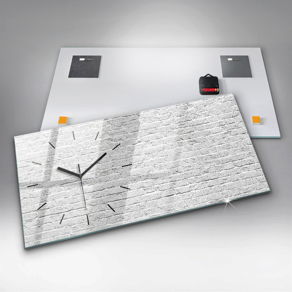 Glass wall clock rectangular Brick wall