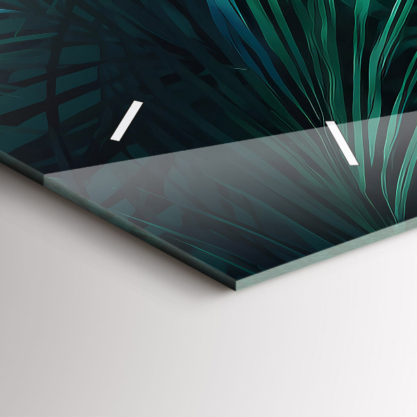 Glass wall clock rectangular Tropical leaves