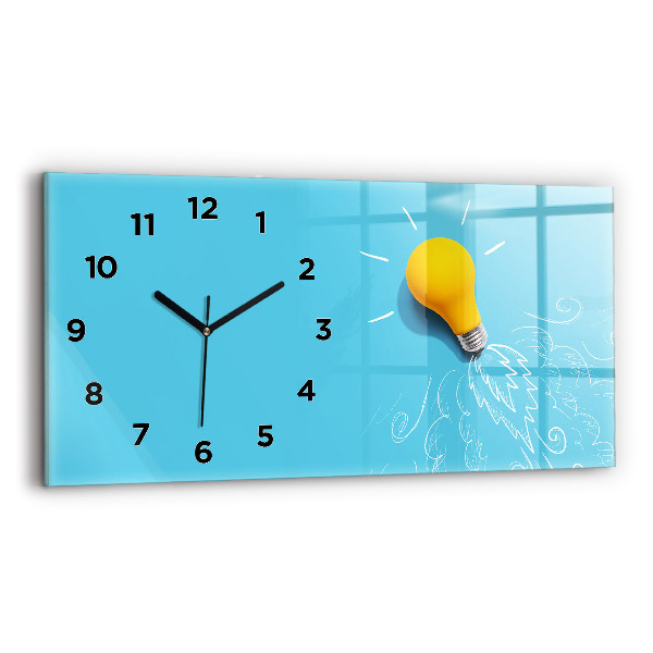 Glass wall clock rectangular Light bulb drawing