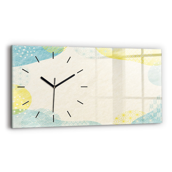 Glass wall clock rectangular Pattern frame