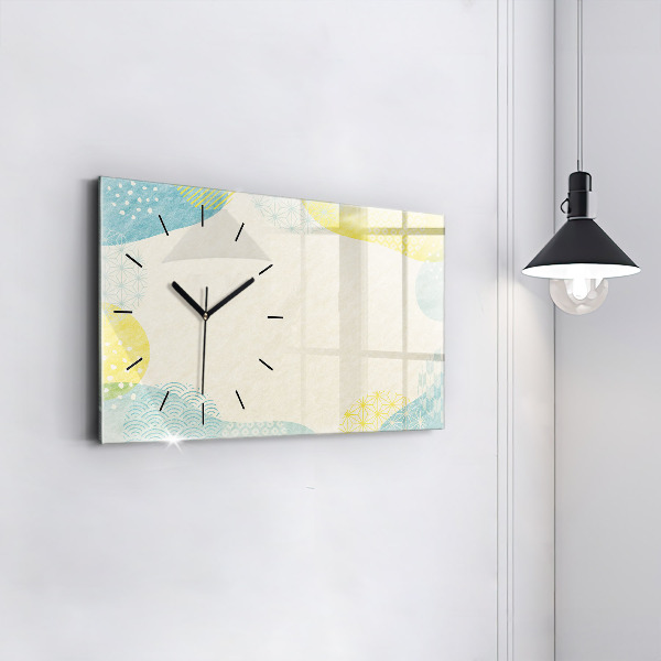 Glass wall clock rectangular Pattern frame