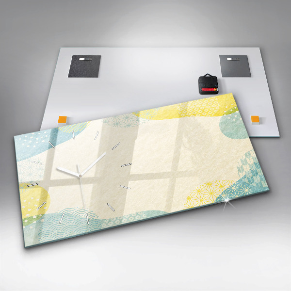 Glass wall clock rectangular Pattern frame