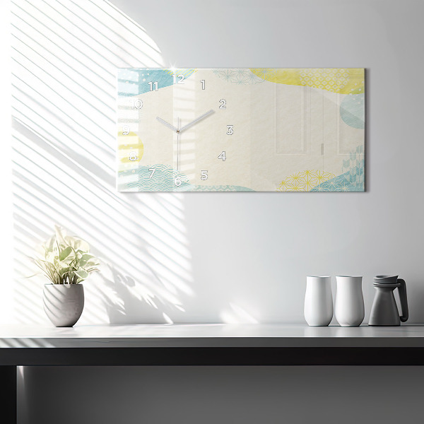 Glass wall clock rectangular Pattern frame