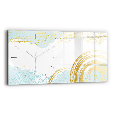 Glass wall clock rectangular Decorative pattern