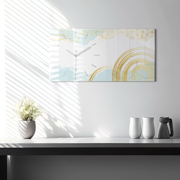 Glass wall clock rectangular Decorative pattern