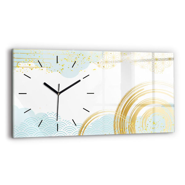 Glass wall clock rectangular Decorative pattern