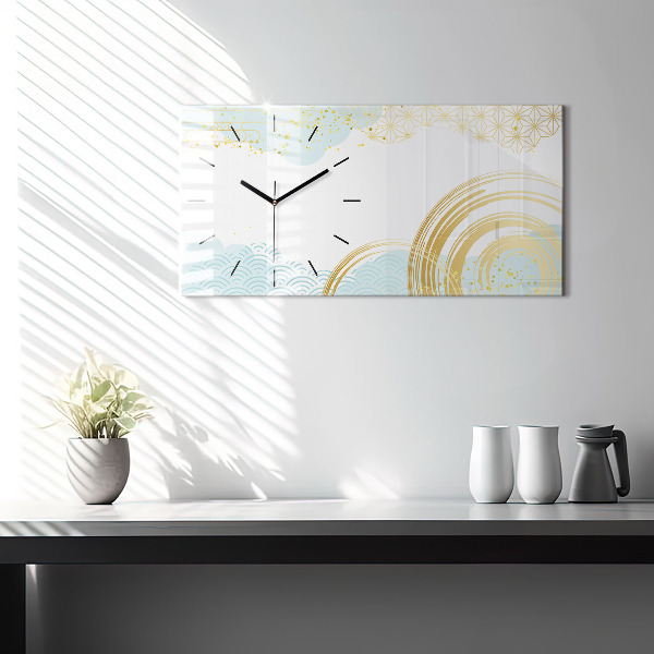 Glass wall clock rectangular Decorative pattern
