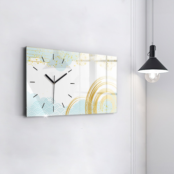 Glass wall clock rectangular Decorative pattern