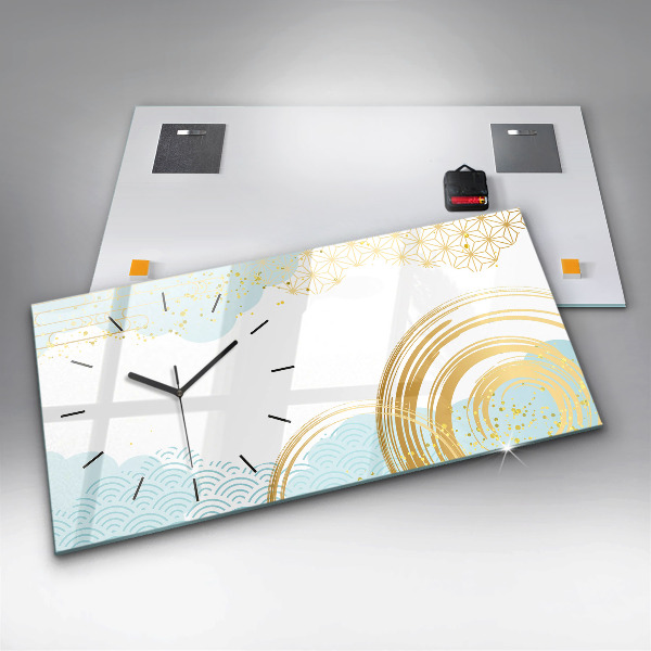 Glass wall clock rectangular Decorative pattern
