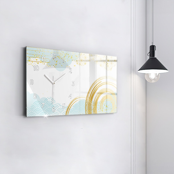 Glass wall clock rectangular Decorative pattern