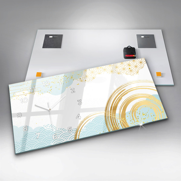 Glass wall clock rectangular Decorative pattern
