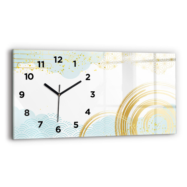 Glass wall clock rectangular Decorative pattern