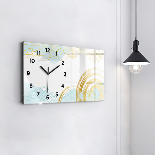 Glass wall clock rectangular Decorative pattern