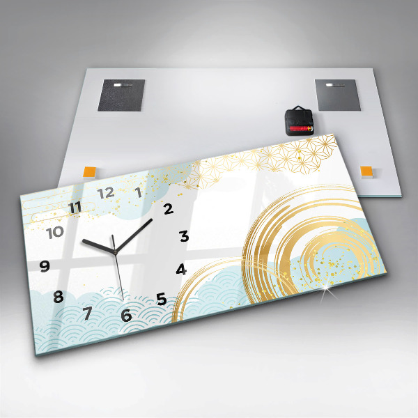 Glass wall clock rectangular Decorative pattern