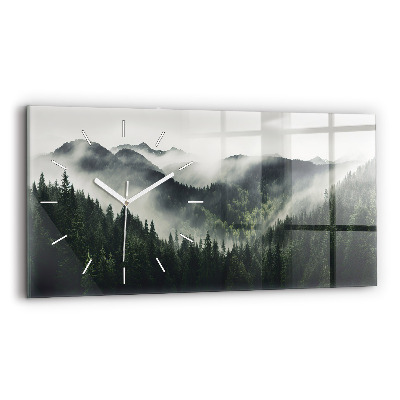 Glass wall clock rectangular Forest Landscape