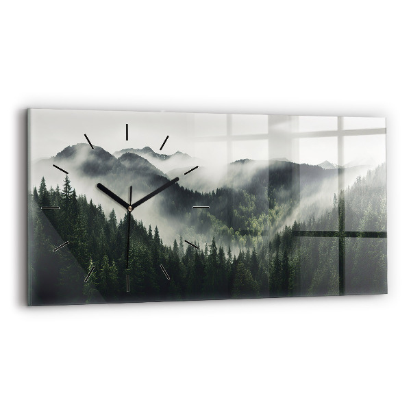 Glass wall clock rectangular Forest Landscape