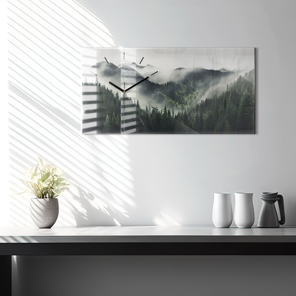 Glass wall clock rectangular Forest Landscape