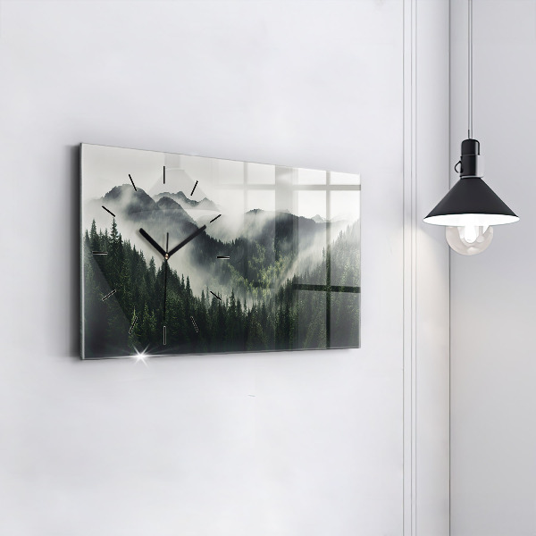 Glass wall clock rectangular Forest Landscape