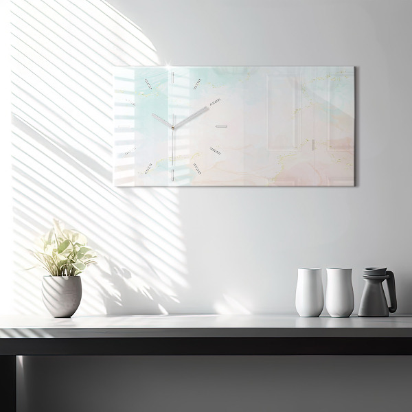 Glass wall clock rectangular Watercolor marble