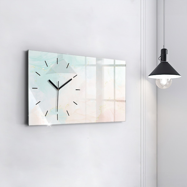 Glass wall clock rectangular Watercolor marble