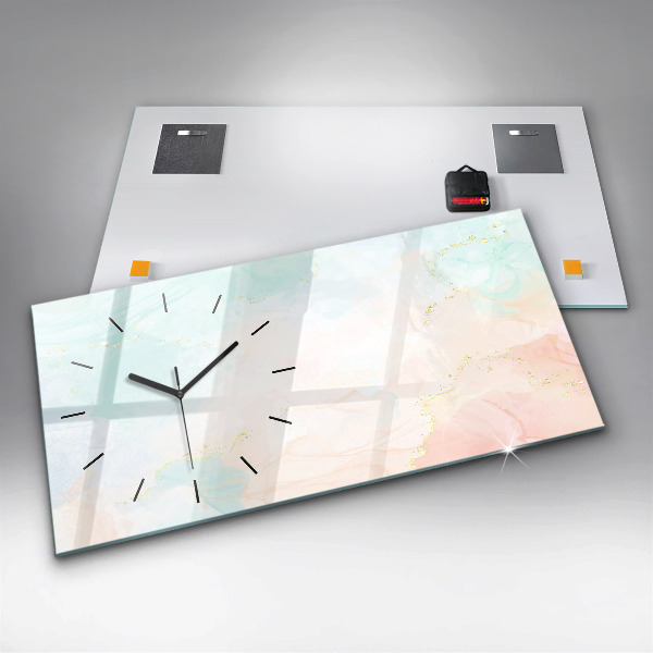 Glass wall clock rectangular Watercolor marble