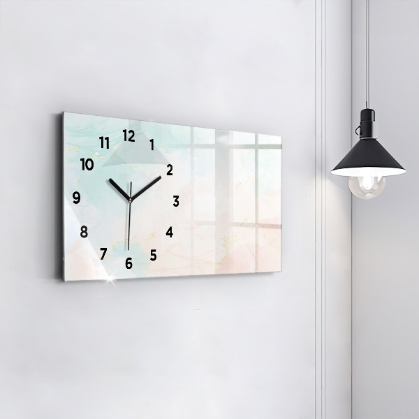 Glass wall clock rectangular Watercolor marble