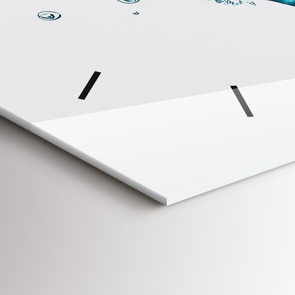 Glass wall clock rectangular Water map of the world